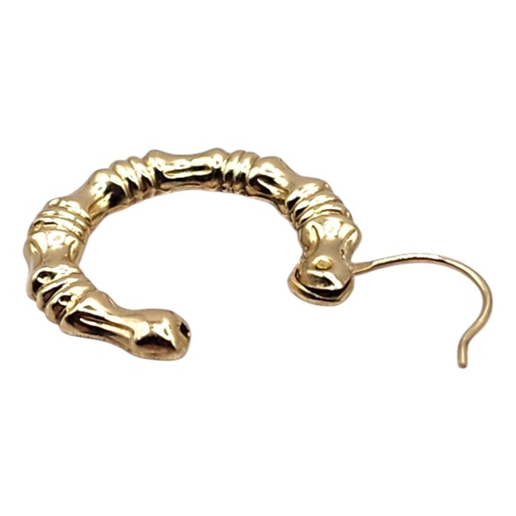 14 Karat Yellow Gold Textured Hoop Earrings #20462 - Picture 7 of 8